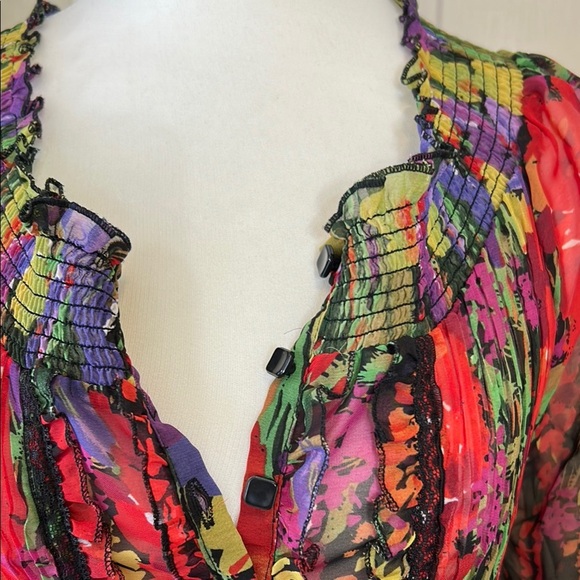 Colorful Sheer Women's Top - Picture 5 of 13